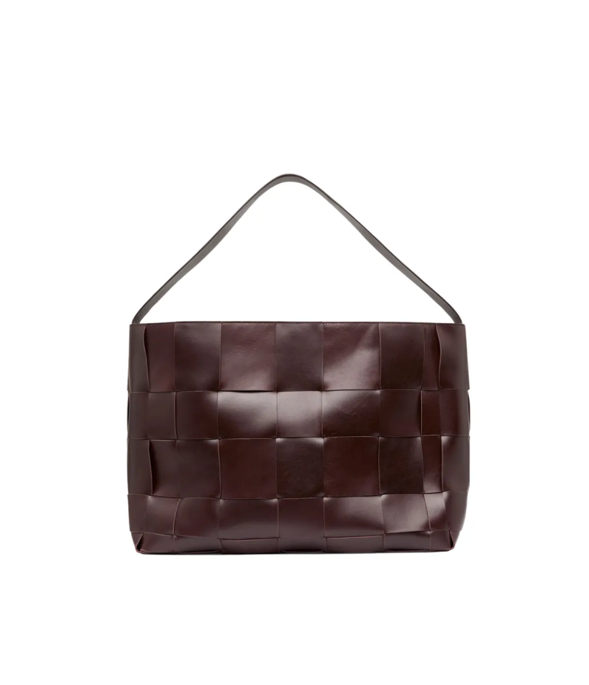 Woven Large Tote In Chocolate