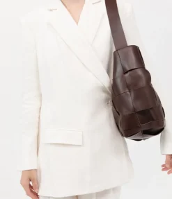 Woven Large Tote In Chocolate