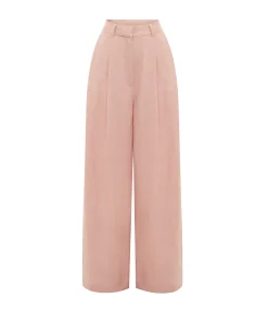 Wyatt Linen Trouser In Silver Pink