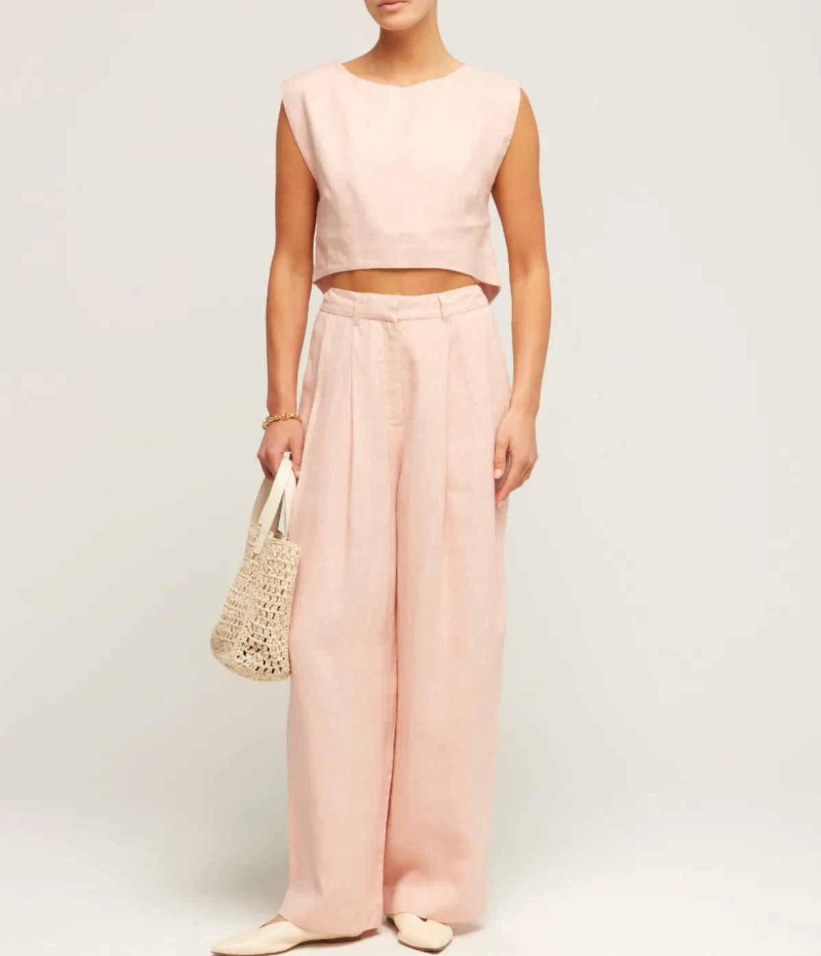 Wyatt Linen Trouser In Silver Pink