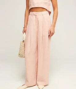 Wyatt Linen Trouser In Silver Pink