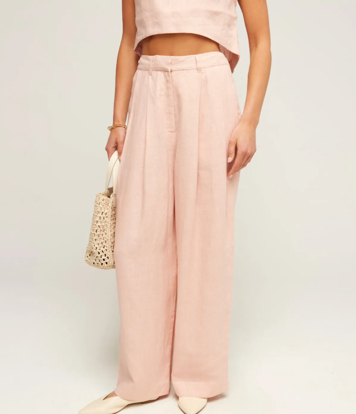 Wyatt Linen Trouser In Silver Pink