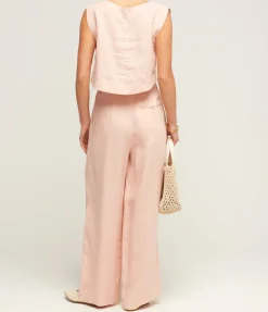Wyatt Linen Trouser In Silver Pink