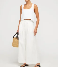 Zayla Linen Top In Ivory