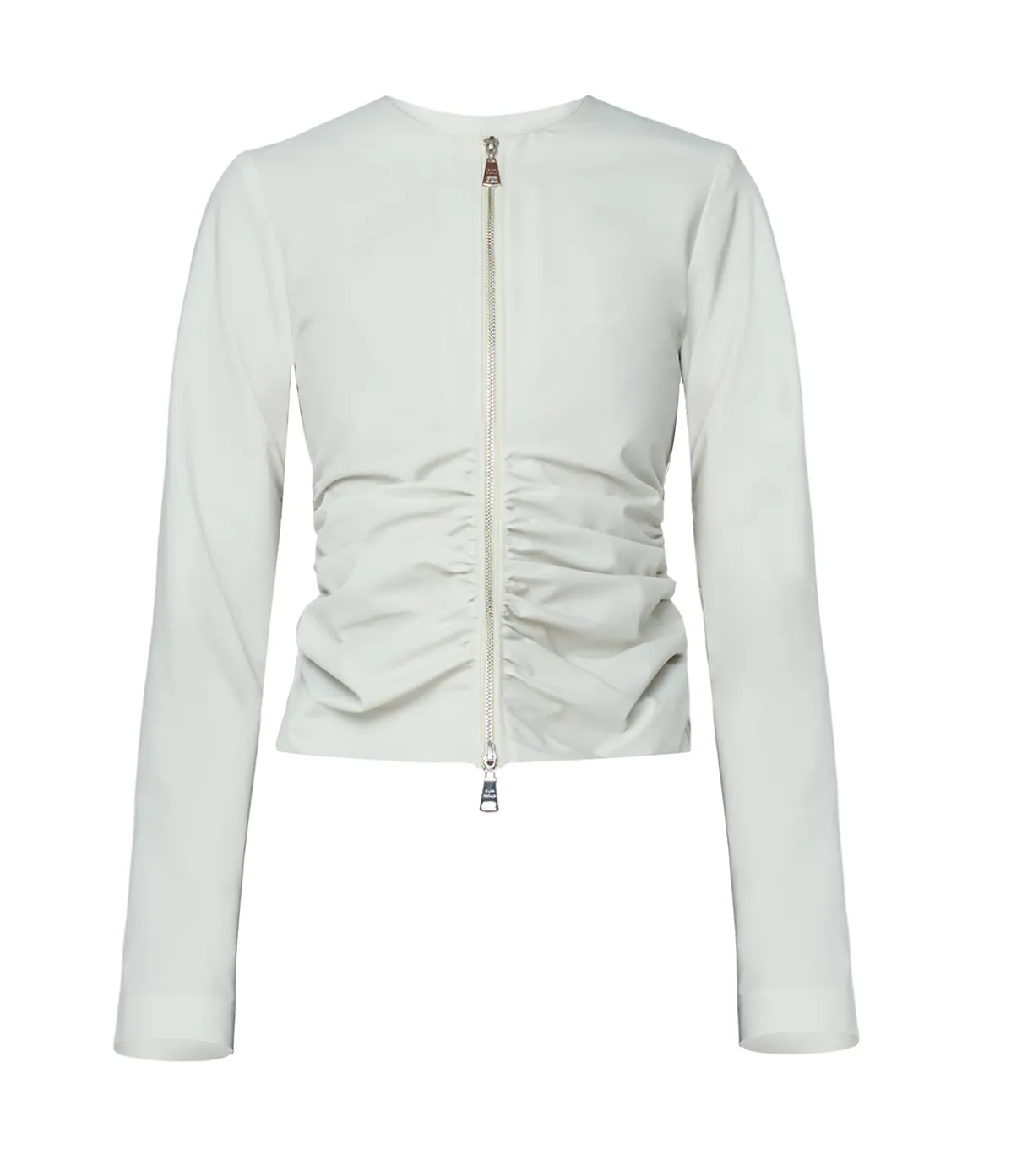 Zipper Long Sleeve Top In Light Grey