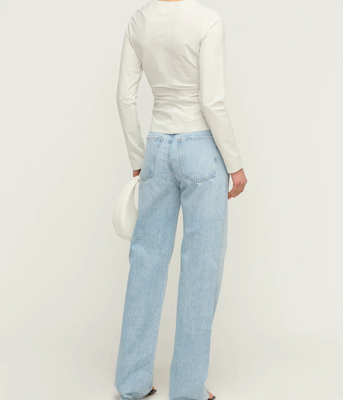 Zipper Long Sleeve Top In Light Grey